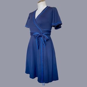 Navy Flutter Sleeve Knit Wrap Dress - Ann Taylor